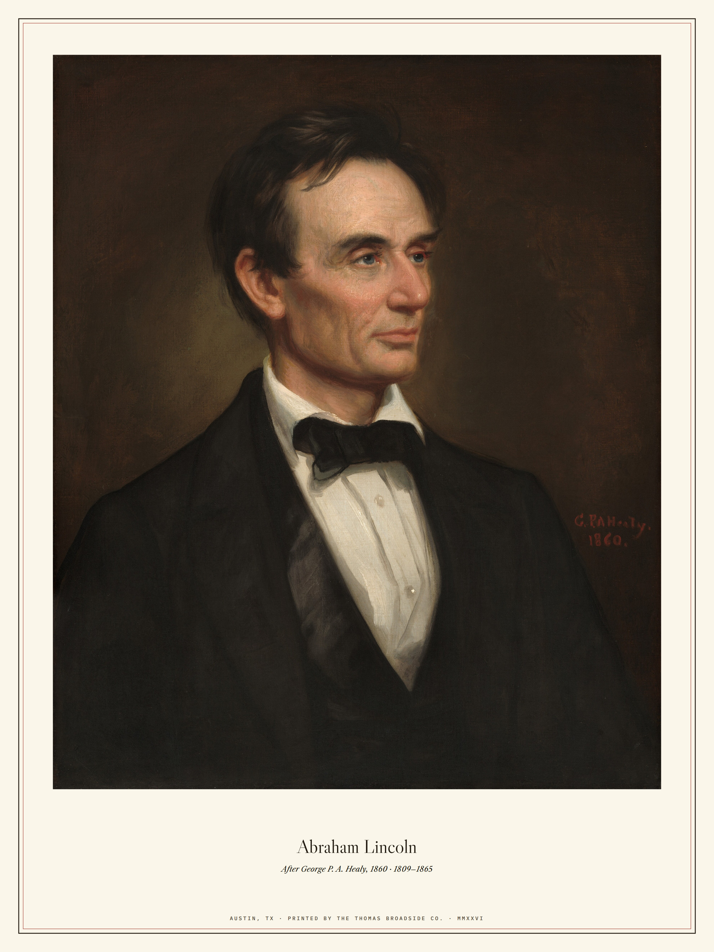 Portrait of Abraham Lincoln by George P. A. Healy, painted from life in 1860