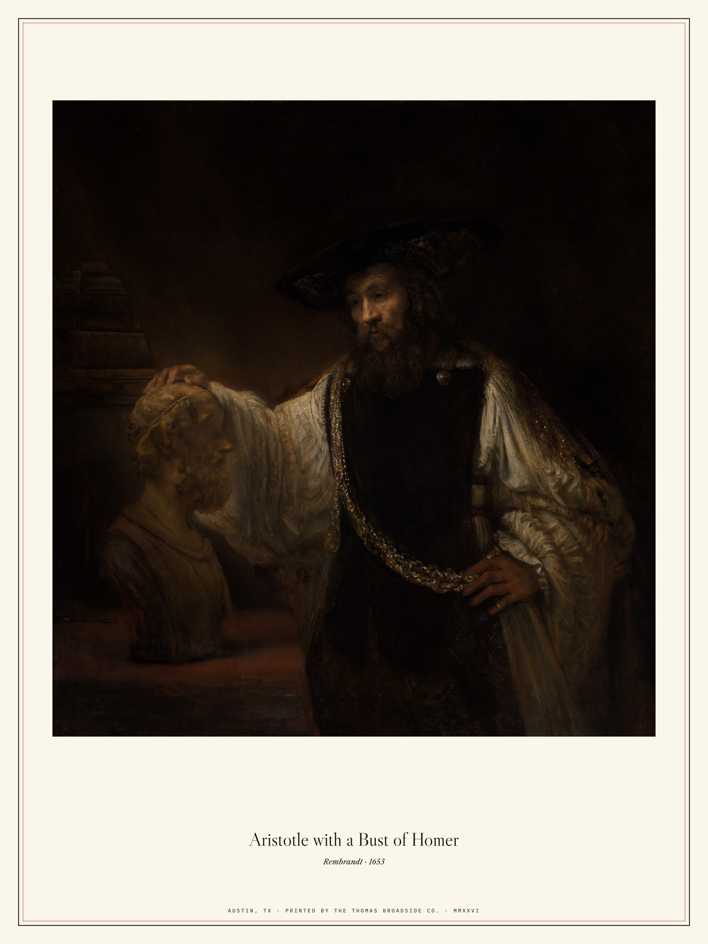 Aristotle with a Bust of Homer. Rembrandt, 1653