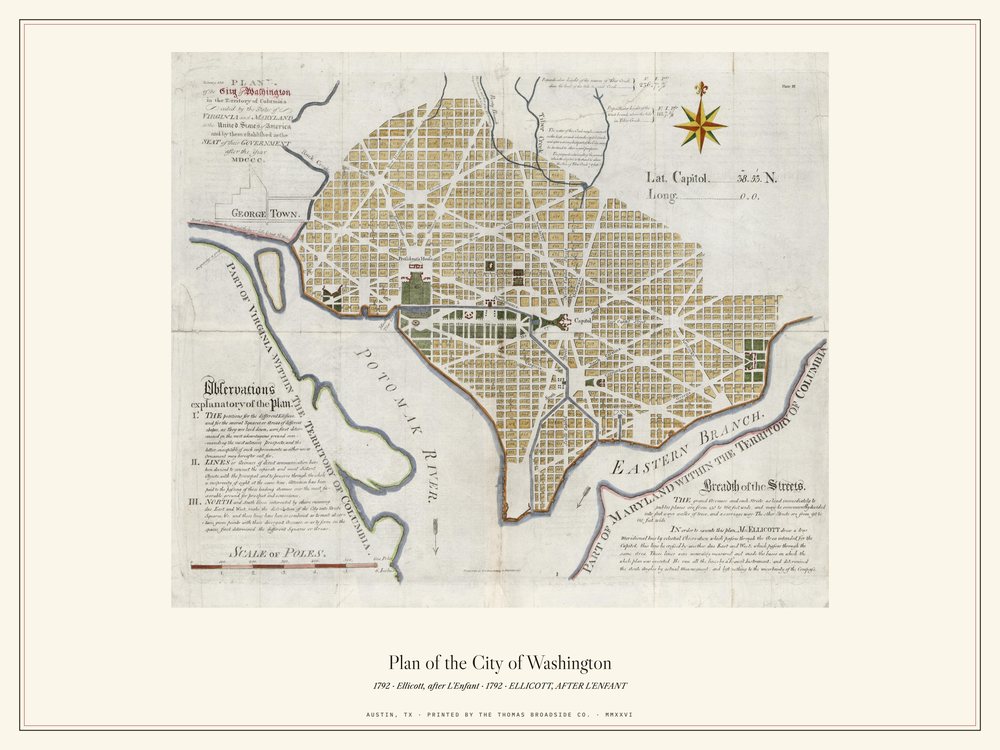 Plan of the City of Washington, Ellicott after L’Enfant, 1792
